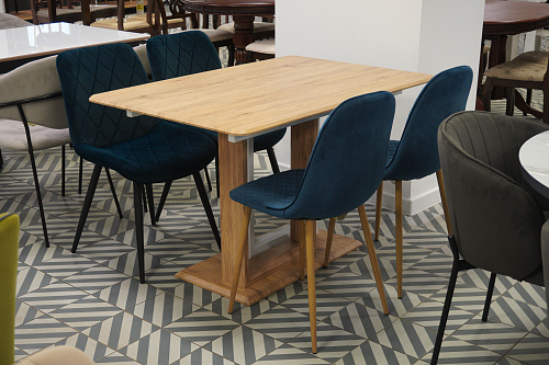 Стол на тумбе Санса 120 камень светлый / камень темный из шоурума 1