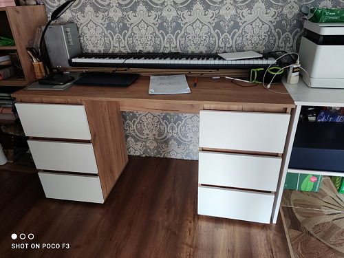 Письменный стол Элла ПС 02 белый / дуб крафт золото фото покупателя 16