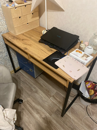 Письменный стол Леон Лофт дуб делано светлый / белый матовый фото покупателя 5