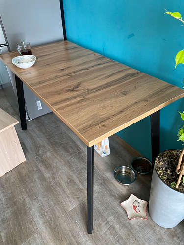 Стол Тринити Лофт 120 32 мм дуб галифакс табако / черный матовый фото покупателя 4