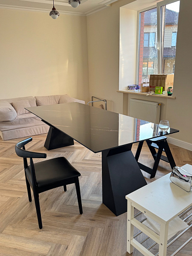 Стеклянный стол Денхольм 240(290)х100х75 каталония / черный фото покупателя 10