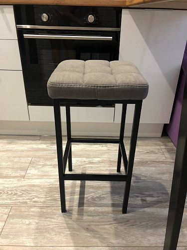 Барный стул Лофт кожзам темно-серый / черный матовый фото покупателя 37