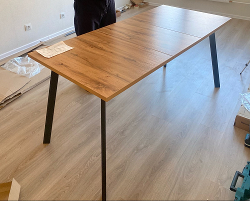 Стол раскладной Колон Лофт 120 32 мм дуб галифакс табако / черный матовый фото покупателя 117