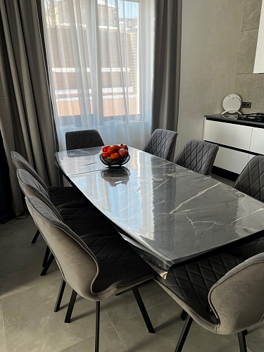 Стол на тумбе Эудес дуб галифакс табак / черный фото покупателя 19