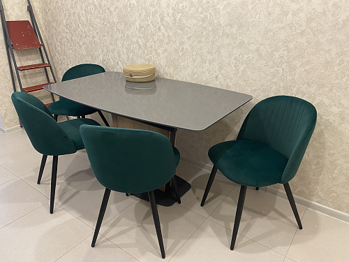 Стул на металлокаркасе Gabi 1 light blue / black / gold фото покупателя 893