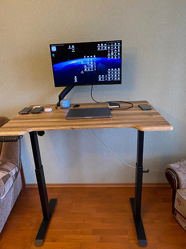 Компьютерный стол Маркос с механизмом подъема 120х75х75 черный / кантри орех фото покупателя 23