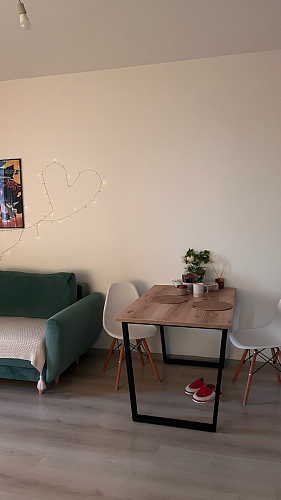 Стеклянный стол Фостер 120(160)х120х76 белый мрамор / черный фото покупателя 34