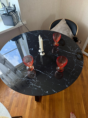 Стеклянный стол Норфолк 100 золото фото покупателя 37