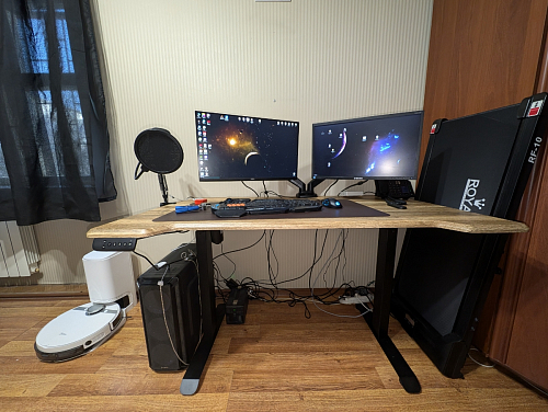 Компьютерный стол Маркос 140х80 голубой / черный фото покупателя 27