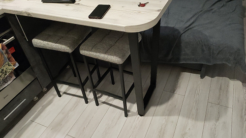 Барный стул Лофт кожзам темно-серый / черный матовый фото покупателя 163