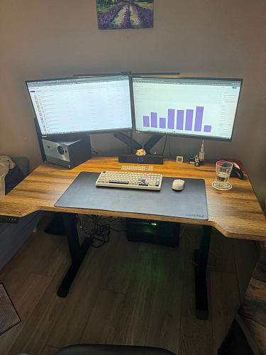 Компьютерный стол Маркос с механизмом подъема 140х80х75 орех кантри / белый фото покупателя 43