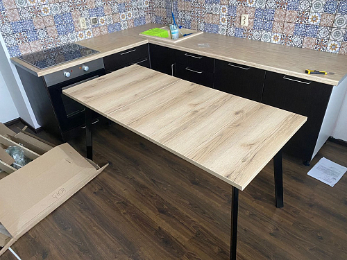 Стол раскладной Колон Лофт 120 32 мм дуб галифакс табако / черный матовый фото покупателя 36