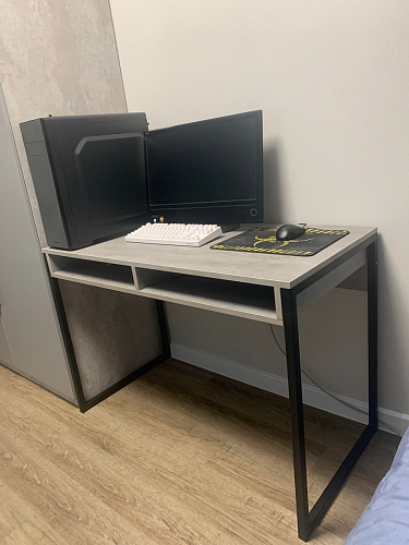 Письменный стол Леон Лофт черный матовый / дуб вотан фото покупателя 71