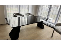 Стеклянный стол Денхольм 240(290)х100х75 белый мрамор / черный фото покупателя 5