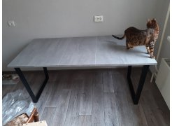 Деревянный стол Лота Лофт 120(160)х75 черный матовый / бетон светлый фото покупателя 165