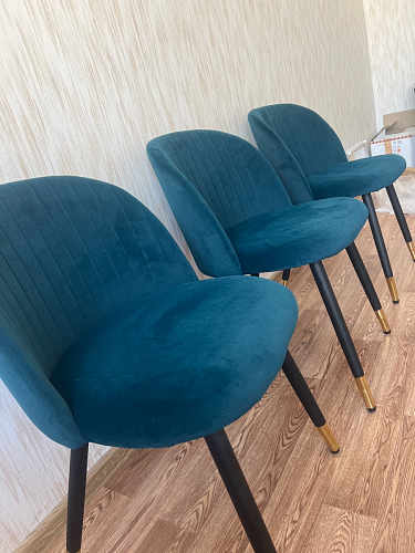 Стул на металлокаркасе Gabi 1 light blue / black / gold фото покупателя 65