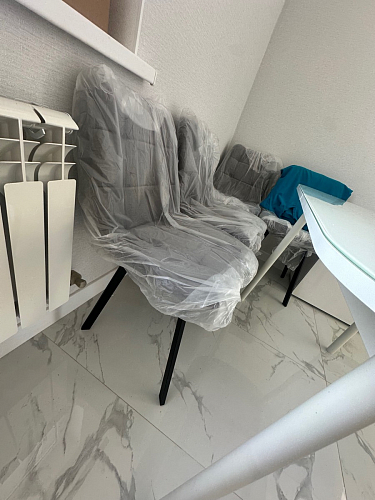 Стул на металлокаркасе Чилли синяя ткань / белый фото покупателя 512