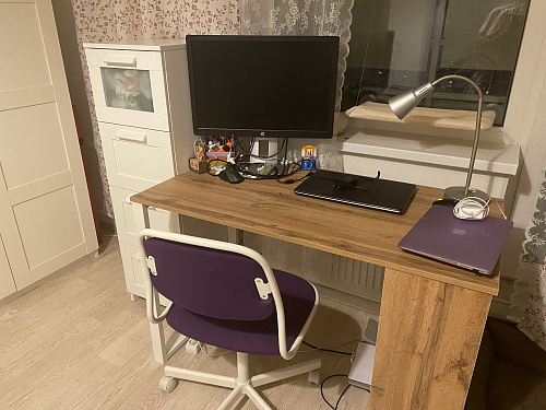 Письменный стол Битти Лофт 116х60х75 дуб делано светлый / белый матовый фото покупателя 134