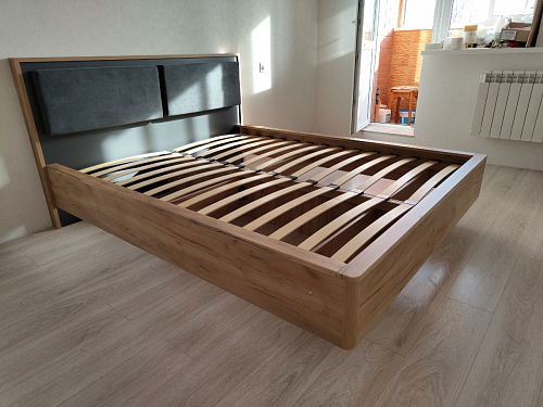 Двуспальная кровать Клауд 160х200 парящая дуб крафт золотой / антрацит фото покупателя 505