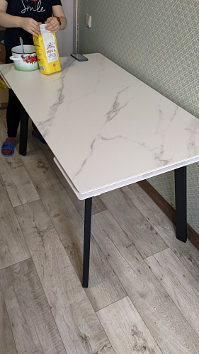 Керамический стол Норман 140(200)х80 серый мрамор larka grey / черный фото покупателя 7