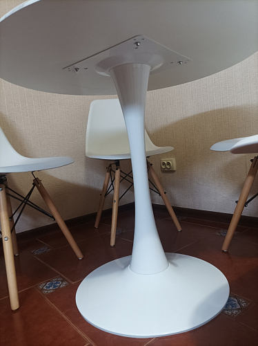 Стол Тулип 90х73 дуб вотан / белый  - Уцененный экземпляр фото покупателя 76