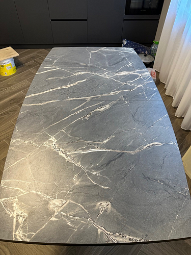 Стол на тумбе Эудес дуб галифакс табак / черный фото покупателя 1