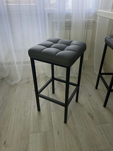 Барный стул Лофт кожзам темно-серый / черный матовый фото покупателя 91