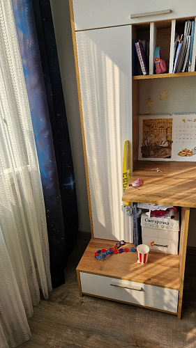 Письменный стол Лайт 03.243 дуб золотой (craft) / белый премиум фото покупателя 36