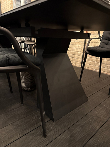 Стеклянный стол Денхольм 240(290)х100х75 обсидиан / черный фото покупателя 4