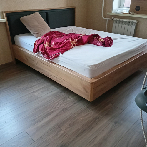 Двуспальная кровать Клауд 160х200 парящая дуб крафт золотой / антрацит фото покупателя 91