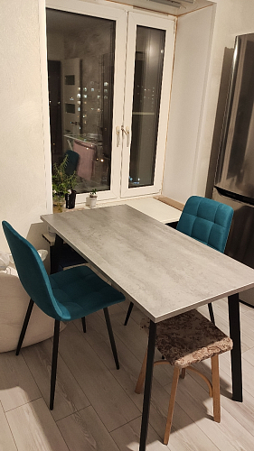 Стол Тринити Лофт 120 32 мм бетон / черный матовый фото покупателя 55