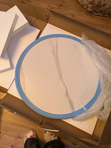 Стол Тулип 90х73 дуб вотан / белый  - Уцененный экземпляр фото покупателя 94