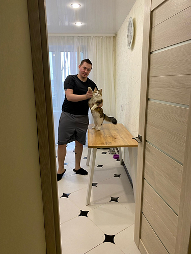 Стол Тринити Лофт 120 32 мм бетон / черный матовый фото покупателя 145