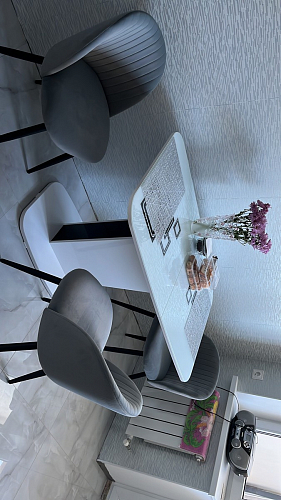 Стул на металлокаркасе Gabi 1 light blue / black / gold фото покупателя 740