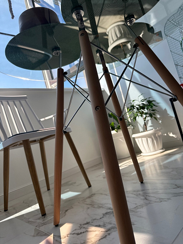 Стеклянный стол PT-151 80х80х76 clear glass / wood фото покупателя 16