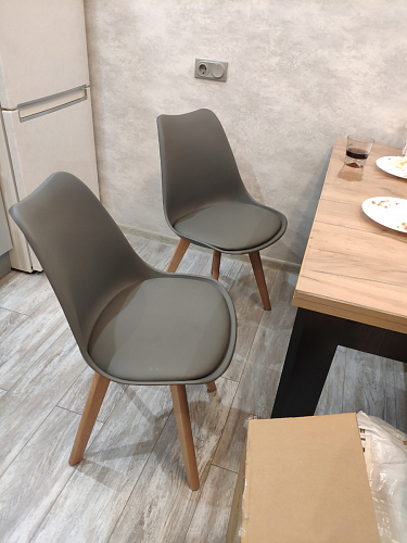 Деревянный стул Bonuss темно-серый / черное сидение / черный фото покупателя 54