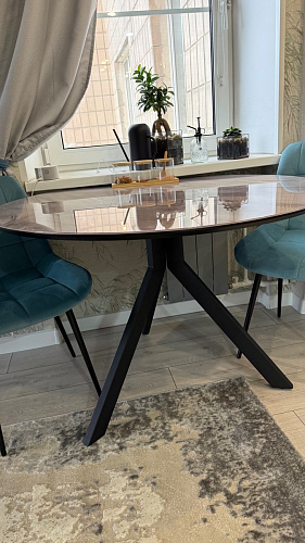 Стеклянный стол Том 110х110х75 черный фото покупателя 4