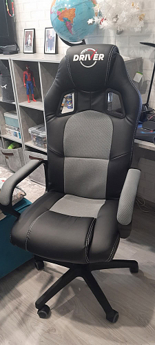 Компьютерное кресло Driver/Драйвер кожзам черный / ткань черный фото покупателя 69