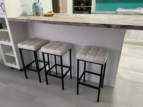 Барный стул Лофт ткань канди крем / черный матовый фото покупателя 31