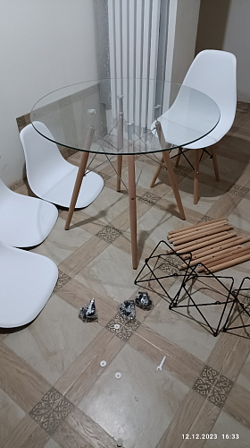 Стеклянный стол PT-151 80х80х76 clear glass / wood фото покупателя 25