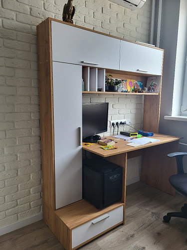 Письменный стол Лайт 03.243 дуб золотой (craft) / белый премиум фото покупателя 54