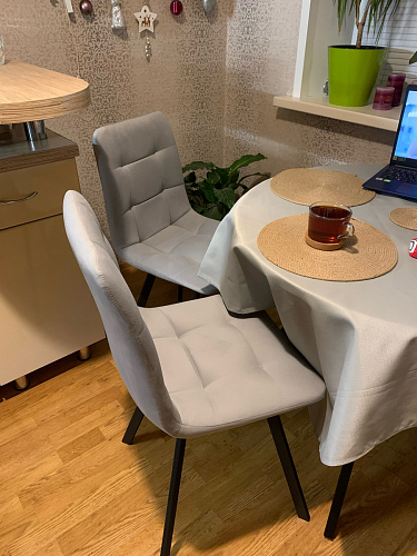 Стул на металлокаркасе Чилли К светло-серый велюр / черный каркас фото покупателя 1126