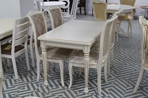 Деревянный стол Леджер слоновая кость / патина золото из шоурума 1