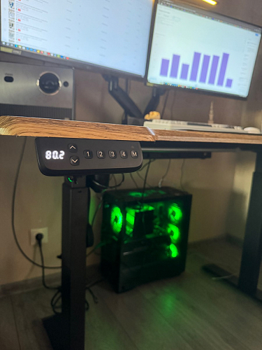 Компьютерный стол Маркос с механизмом подъема 120х75х75 черный / кантри орех фото покупателя 42