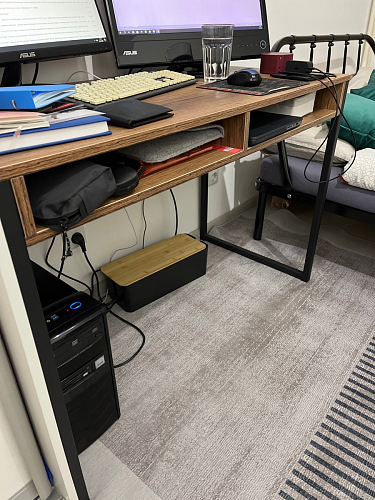 Письменный стол Леон Лофт черный матовый / дуб вотан фото покупателя 80