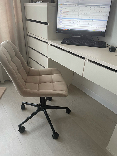 Компьютерное кресло Честер светло-серый велюр / черный фото покупателя 18