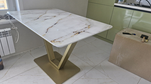 Стол на тумбе Бугун белый / золото фото покупателя 82