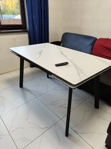 Керамический стол Норман 140 (200) х 80 белый мрамор alpin white / snow white / белый фото покупателя 36