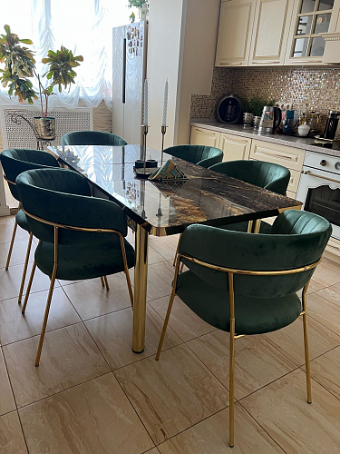 Стул на металлокаркасе Kamelia зеленый / золото фото покупателя 93