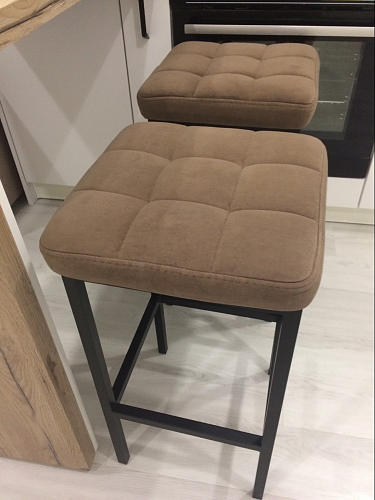 Барный стул Лофт кожзам темно-серый / черный матовый фото покупателя 46